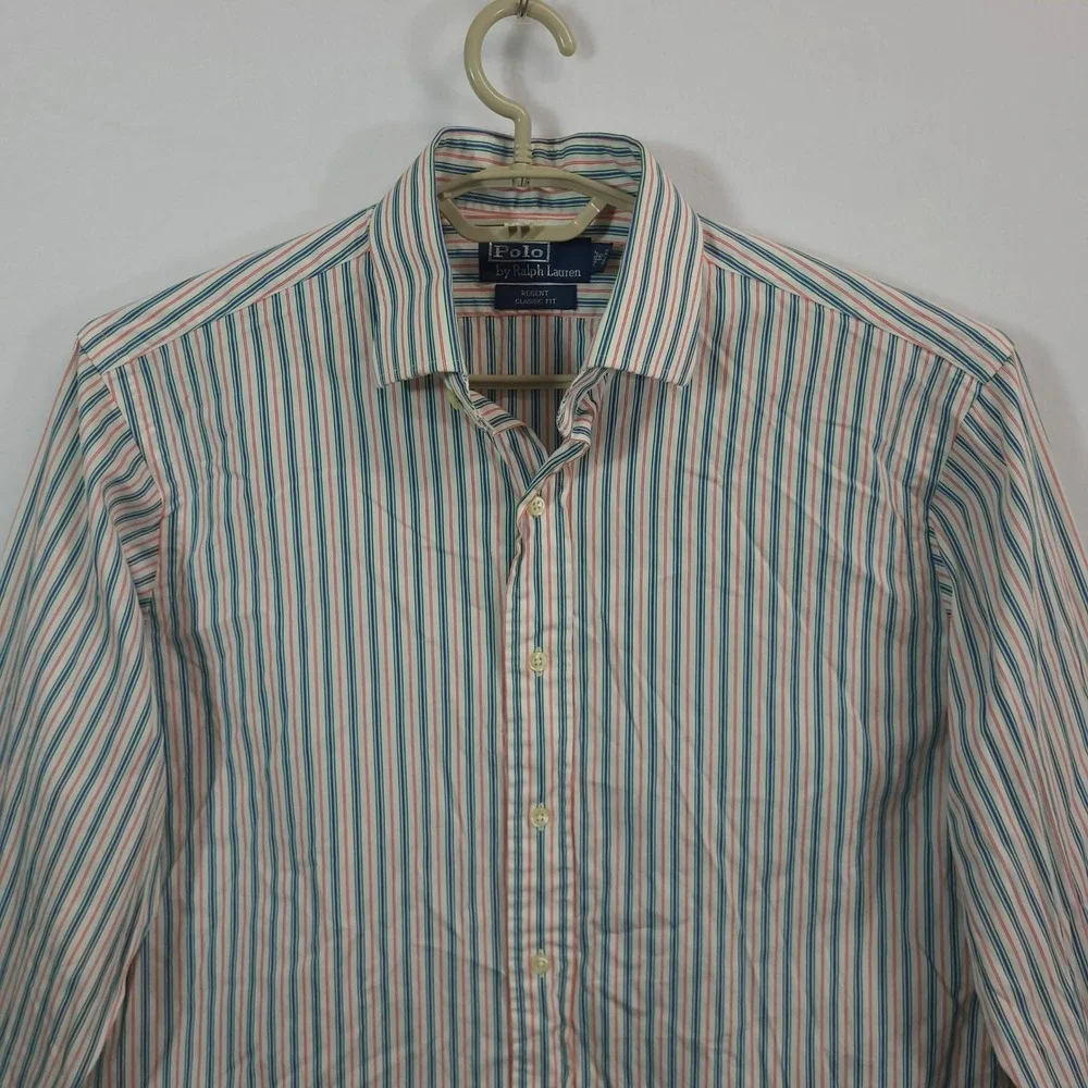 Polo Ralph Lauren Button Down Shirt Mens 16 32/33 Striped Regent Classic